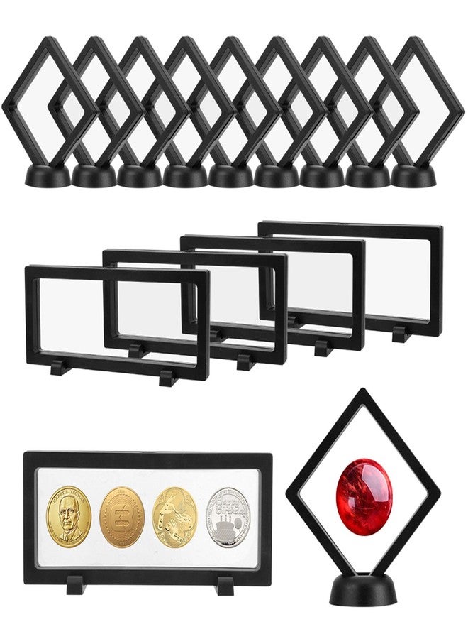 giteo bedding 15PCS 3D Floating Frame Display Case, Black Durable Challenge Coin Holder Stand, Multi-Functional Transparent PE Jewelry Storage Box for Medallions, Coins, Medals, Specimen - Image 1